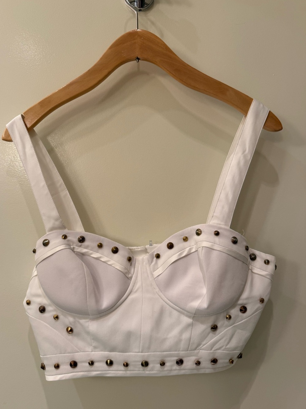 GUESS by Marciano Posey Studded Bustier Crop Top White Size 2 Like New